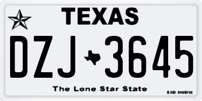 TX license plate DZJ3645