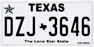 TX license plate DZJ3646