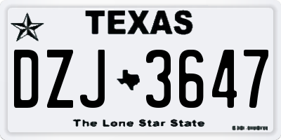 TX license plate DZJ3647