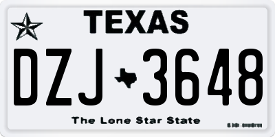 TX license plate DZJ3648