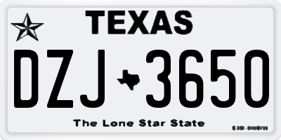 TX license plate DZJ3650