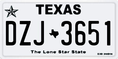 TX license plate DZJ3651