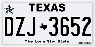 TX license plate DZJ3652