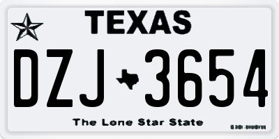 TX license plate DZJ3654