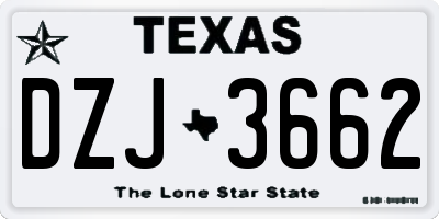 TX license plate DZJ3662