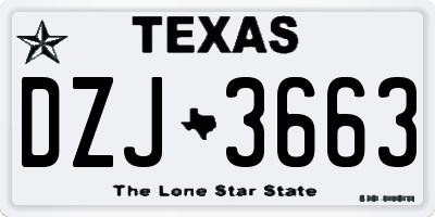 TX license plate DZJ3663