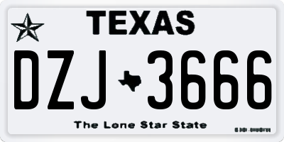 TX license plate DZJ3666