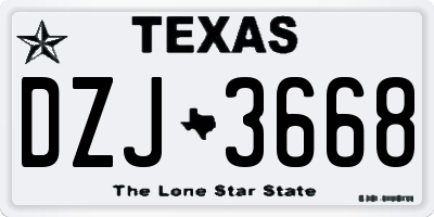TX license plate DZJ3668