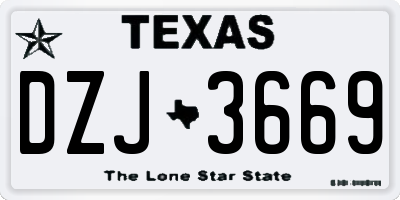 TX license plate DZJ3669