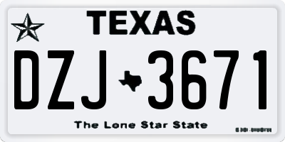 TX license plate DZJ3671