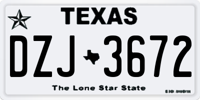 TX license plate DZJ3672