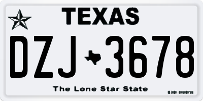 TX license plate DZJ3678