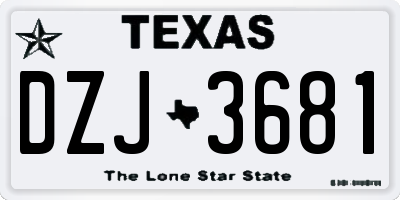 TX license plate DZJ3681
