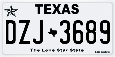 TX license plate DZJ3689
