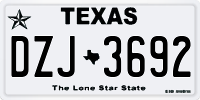 TX license plate DZJ3692