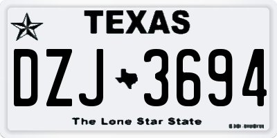 TX license plate DZJ3694