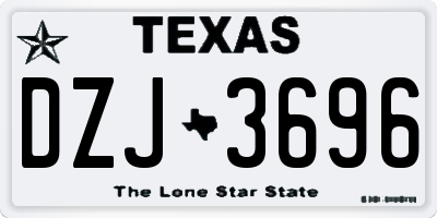 TX license plate DZJ3696