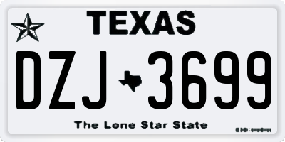 TX license plate DZJ3699