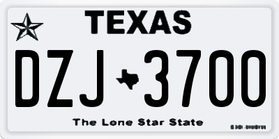 TX license plate DZJ3700