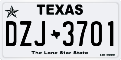 TX license plate DZJ3701