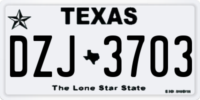 TX license plate DZJ3703