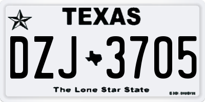 TX license plate DZJ3705