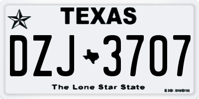 TX license plate DZJ3707