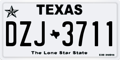 TX license plate DZJ3711