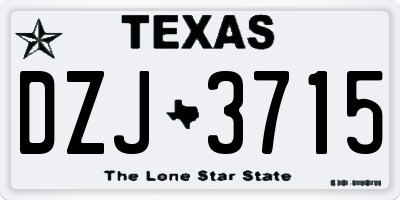 TX license plate DZJ3715