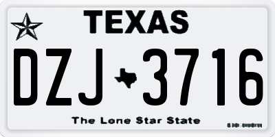 TX license plate DZJ3716