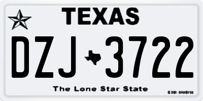 TX license plate DZJ3722