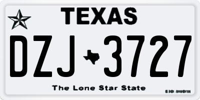 TX license plate DZJ3727
