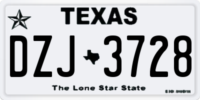 TX license plate DZJ3728