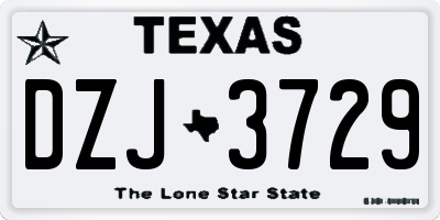 TX license plate DZJ3729