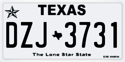 TX license plate DZJ3731