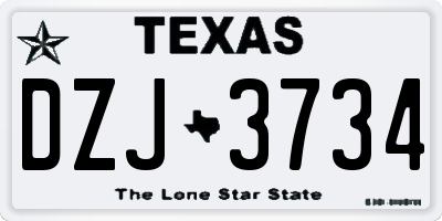 TX license plate DZJ3734
