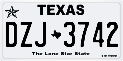 TX license plate DZJ3742