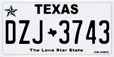 TX license plate DZJ3743
