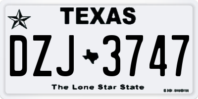 TX license plate DZJ3747