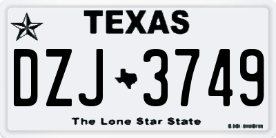TX license plate DZJ3749
