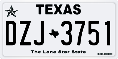 TX license plate DZJ3751