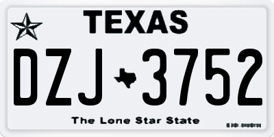 TX license plate DZJ3752
