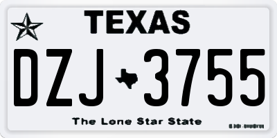TX license plate DZJ3755