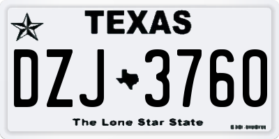 TX license plate DZJ3760