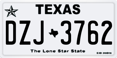 TX license plate DZJ3762