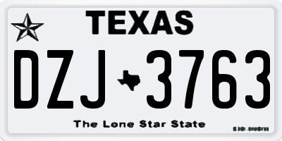 TX license plate DZJ3763
