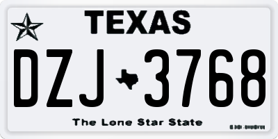 TX license plate DZJ3768