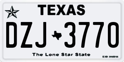 TX license plate DZJ3770