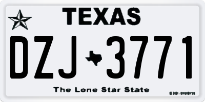TX license plate DZJ3771