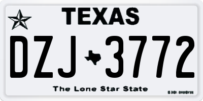 TX license plate DZJ3772